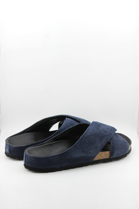 Verbenas Men Suede Cross-Strap Cork Sandals
